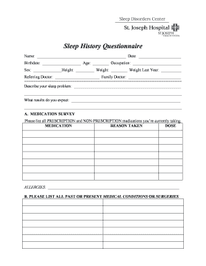 Sleep History Questionnaire