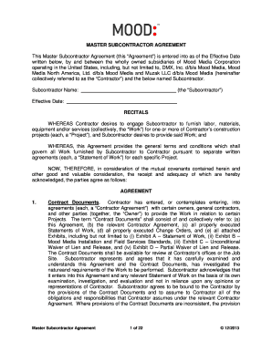 Master Subcontractor Agreement