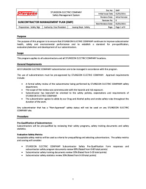 Subcontractor Management Plan - Sturgeon Electric