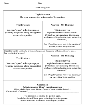 TDAC Paragraphs Worksheet