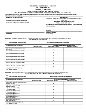 Virginia Business Tangible Personal Property Tax Return