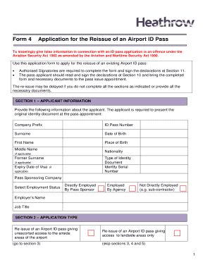 Airport ID Pass Reissue Application