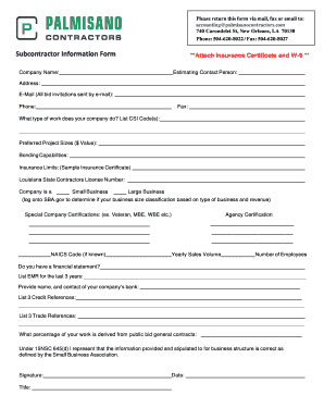 Subcontractor Information Form