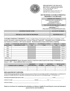 Albemarle County Business Tangible Personal Property Tax Return