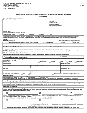 Texas Business Personal Property Rendition Form