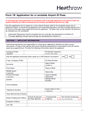 Heathrow Airport Landside ID Pass Application