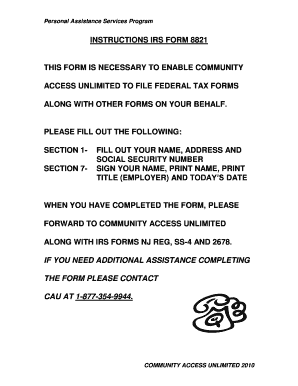 IRS Form 8821 Tax Authorization