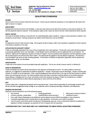 Residential Lease Application Form