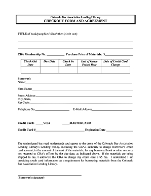 Colorado Bar Association Lending Library Checkout Form