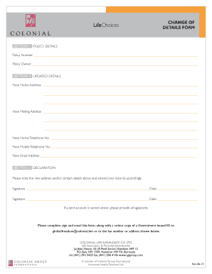 LifeChoices Change of Details Form