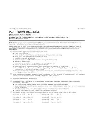 Form 1023 Application for Tax Exemption