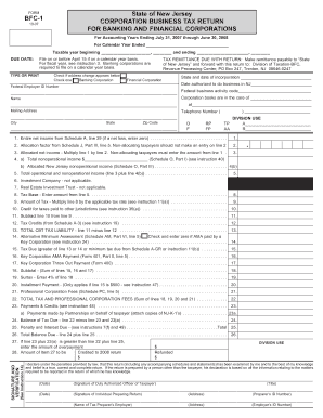 New Jersey Corporation Business Tax Return