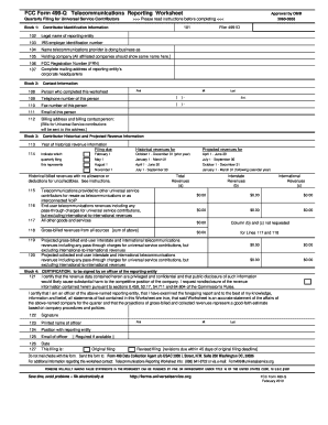 FCC Form 499-Q Telecommunications Reporting Worksheet