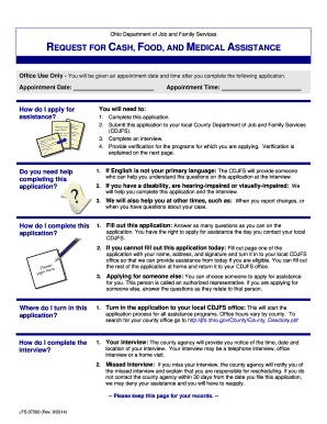 Ohio Cash Food Medical Assistance Application