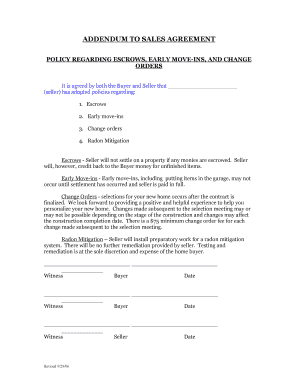Addendum to Sales Agreement