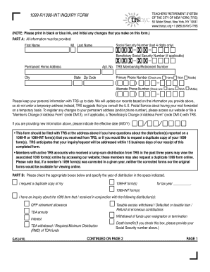 1099-R/1099-INT Inquiry Form