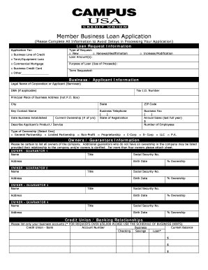 Member Business Loan Application