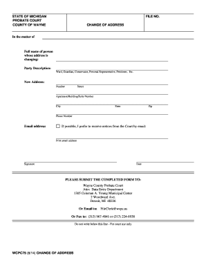 Michigan Change of Address for Probate Court