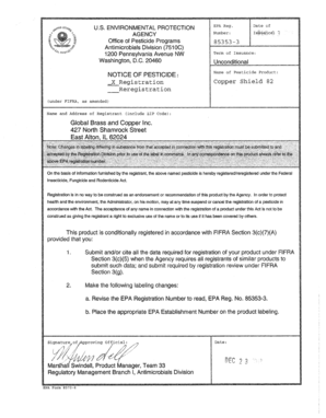 EPA Pesticide Registration Form