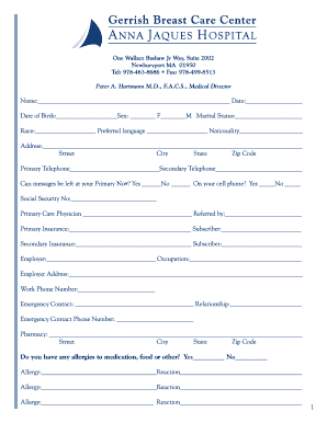 Patient Medical History Form