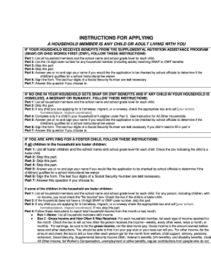 Free and Reduced Price School Meals Application