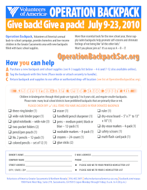 Operation Backpack Donation Form