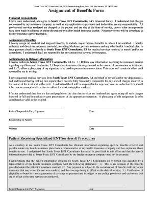 Assignment of Benefits Form