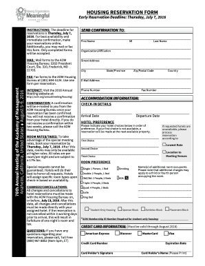 Housing Reservation Form