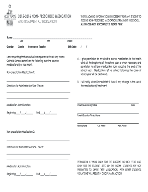 Non-Prescribed Medication Authorization Form