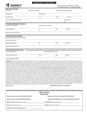 Outgoing Wire Transfer Request Form