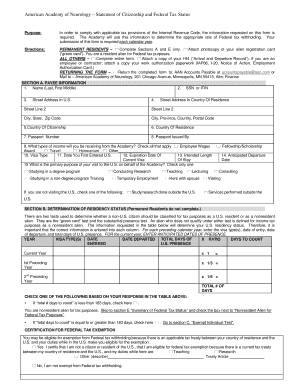 American Academy of Neurology Tax Status Form