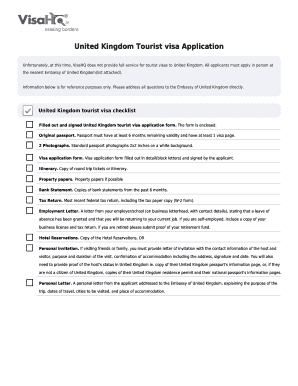 UK Tourist Visa Application Form