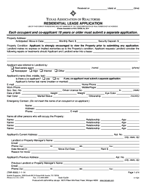 Texas Residential Lease Application