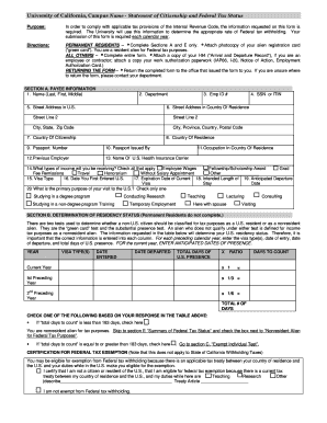 University of California Statement of Citizenship and Federal Tax Status