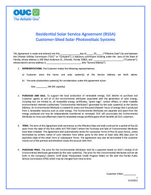 Residential Solar Service Agreement