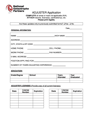 Adjuster Application Form