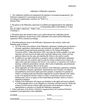 George Washington University Addendum to Publication Agreement