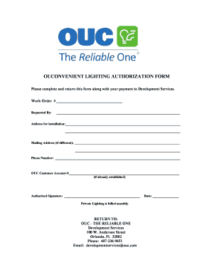 OUC Convenient Lighting Authorization Form