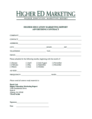 HIGHER EDUCATION MARKETING REPORT ADVERTISING CONTRACT