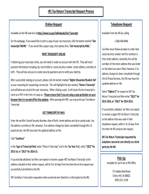 IRS Tax Return Transcript Request