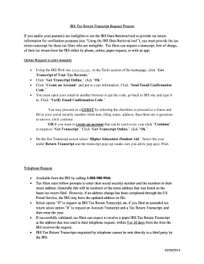 IRS Tax Return Transcript Request