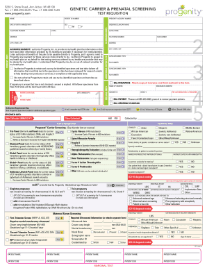 Progenity Genetic Carrier & Prenatal Screening Test Requisition