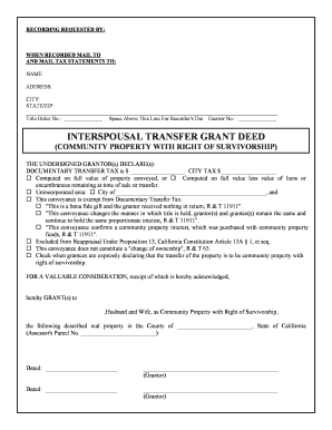 California Interspousal Transfer Grant Deed