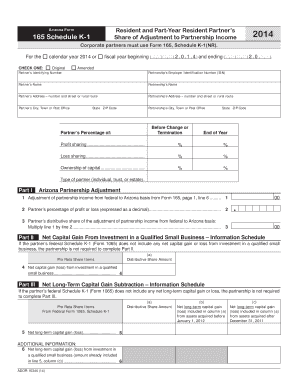 Arizona Form 165 Schedule K-1