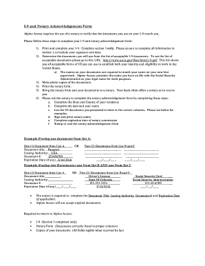I-9 and Notary Acknowledgement Form