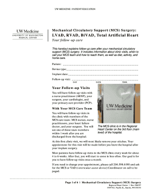 Mechanical Circulatory Support Surgery Follow-Up Care