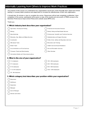 Work Practices Improvement Survey