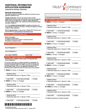 Additional Information Application Addendum