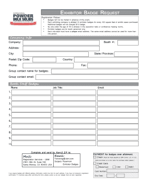 Exhibitor Badge Request Form