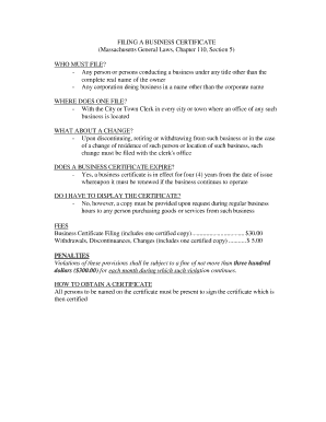 Massachusetts Business Certificate